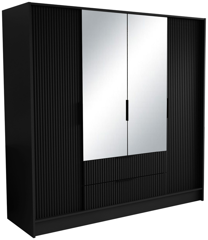 Czarna szafa uchylna 200 cm do sypialni z półkami NEXUS