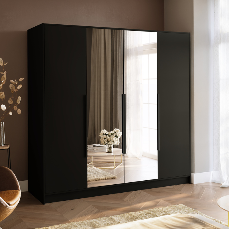 Duża szafa z półkami i lustrem 200 cm LESTO do garderoby