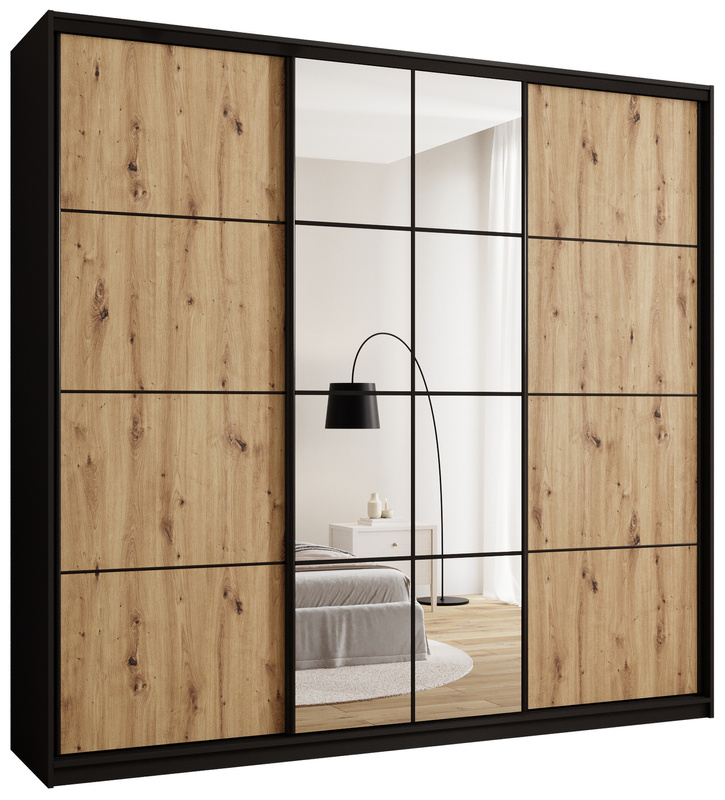 Loftowa szafa przesuwna z lustrem 250 cm do sypialni EDGE MAX