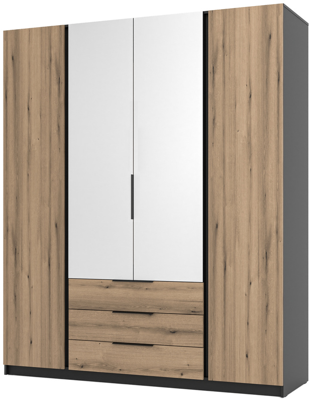 Nowoczesna szafa z lustrem i szufladami do sypialni 200 cm KARAT