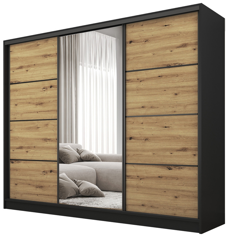 Szafa przesuwna z lustrem do sypialni 235 cm BEST dąb artisan