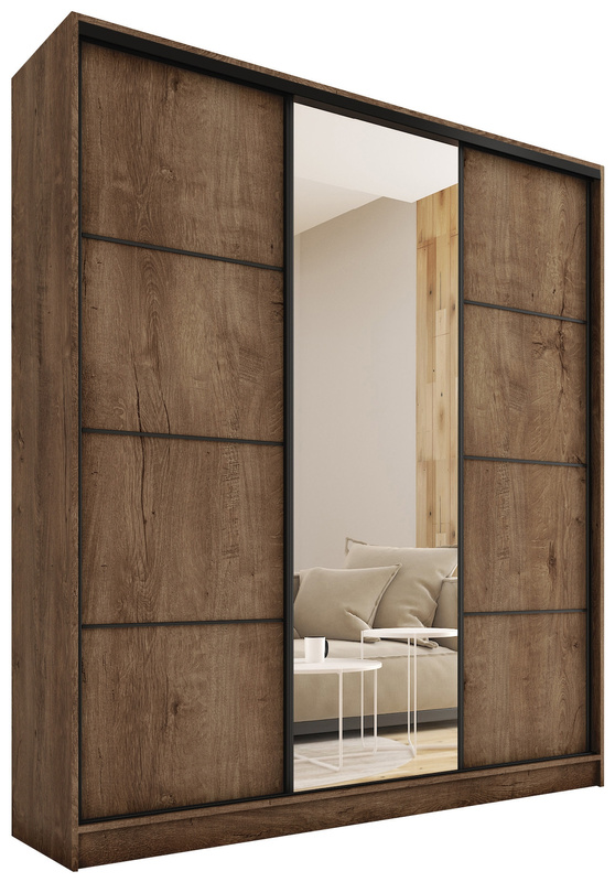 Szafa przesuwna z lustrem 180 cm LOFT MAX z szufladami