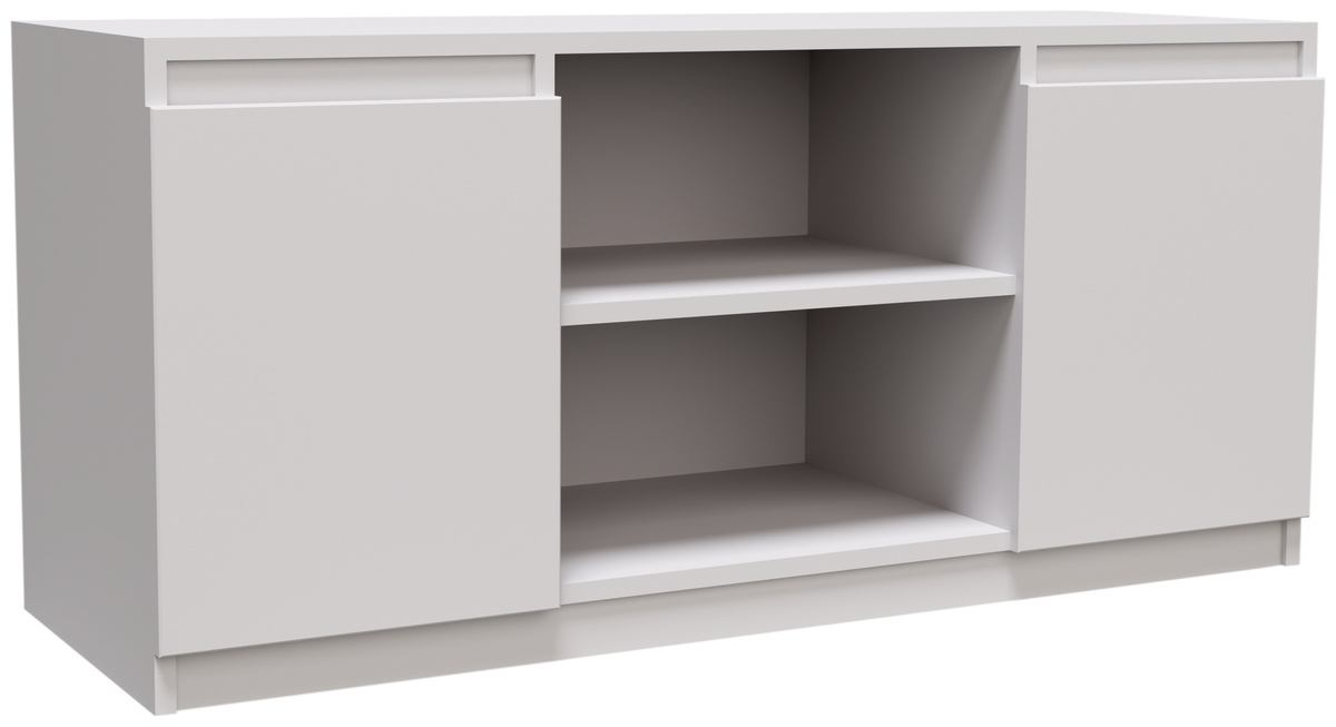 Nowoczesna szafka RTV biała 120 cm z półkami MONTEGO