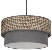 Czarna lampa wisząca 1 punkt światła do salonu KARRARA abażur szaro-beżowy