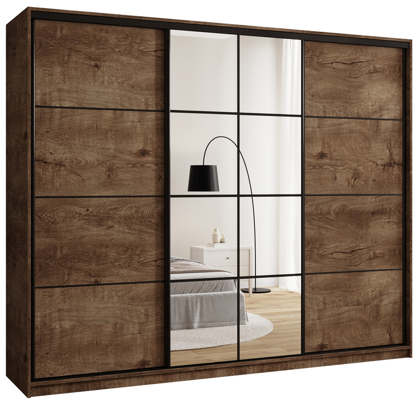 Duża trzydrzwiowa szafa przesuwna z lustrem 250 cm EDGE