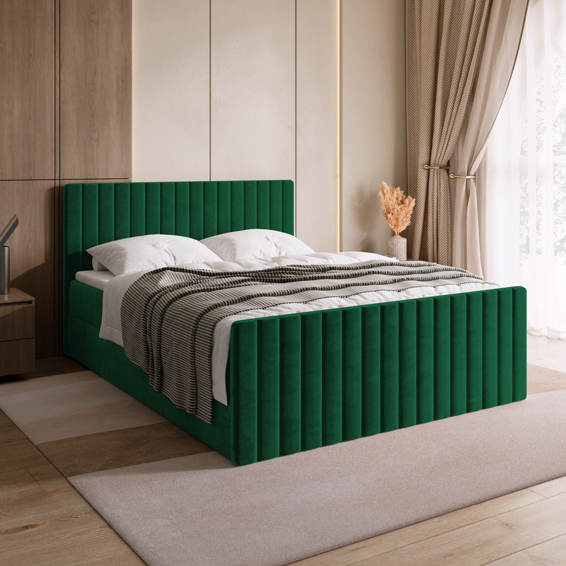 Łóżko kontynentalne DREAM DUO 160x200 cm z pojemnikiem na pościel zielone