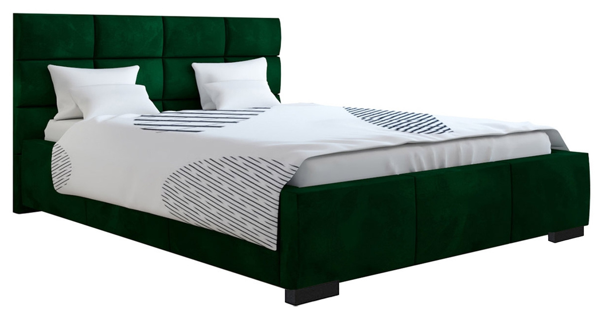 Zielone dwuosobowe łóżko sypialniane 160x200 cm PLADA