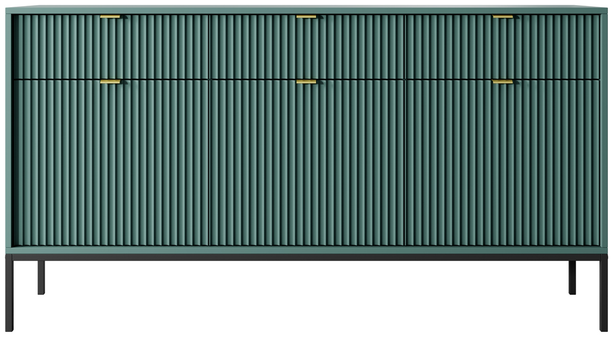 Komoda z szufladami do salonu 154 cm AVANTI ryflowane fronty