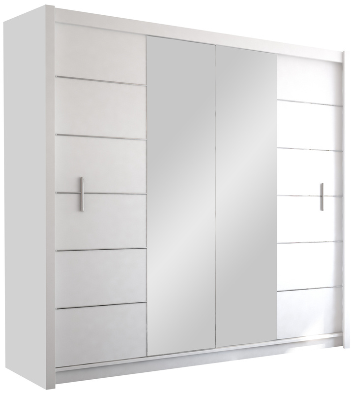 Dwudrzwiowa biała szafa przesuwna z lustrem 203 cm LARYS