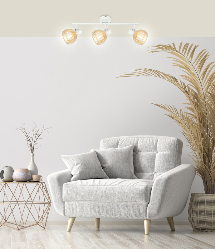 Biały kinkiet ścienny nad lustro 3xE14 do salonu TOP metal drewno