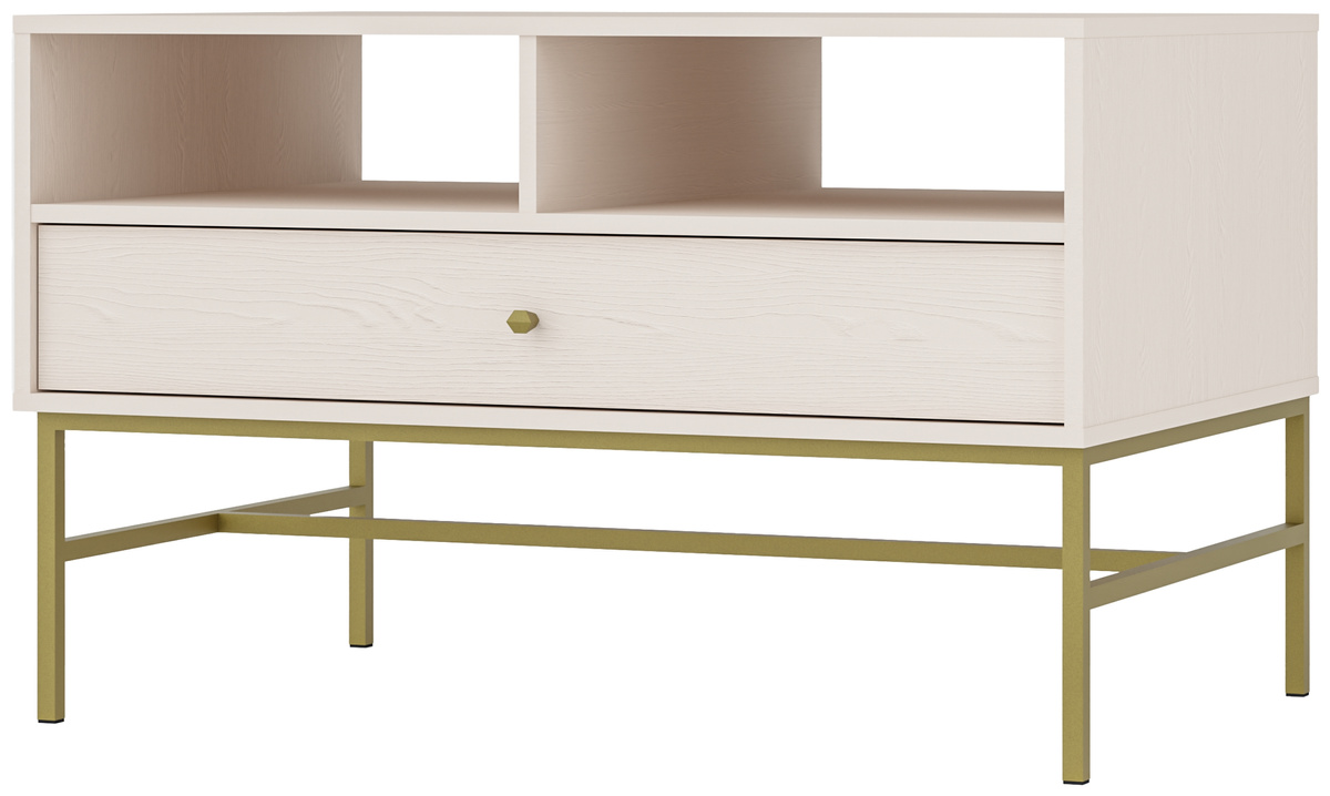 Beżowy stolik kawowy z szufladą do salonu TOKEN