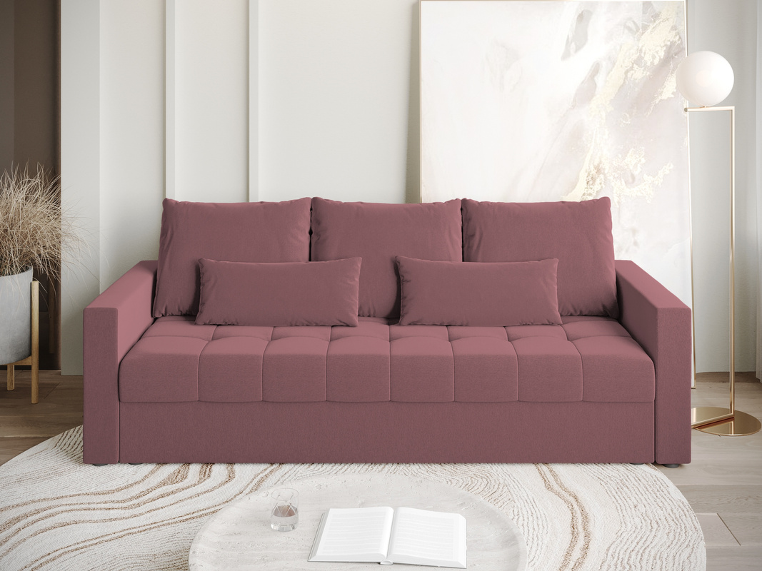 Rozkładana sofa trzyosobowa z funkcją spania HOT pudrowy róż