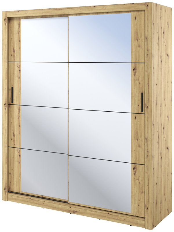 Szafa przesuwna z lustrem 180 cm do sypialni ARTI z półkami