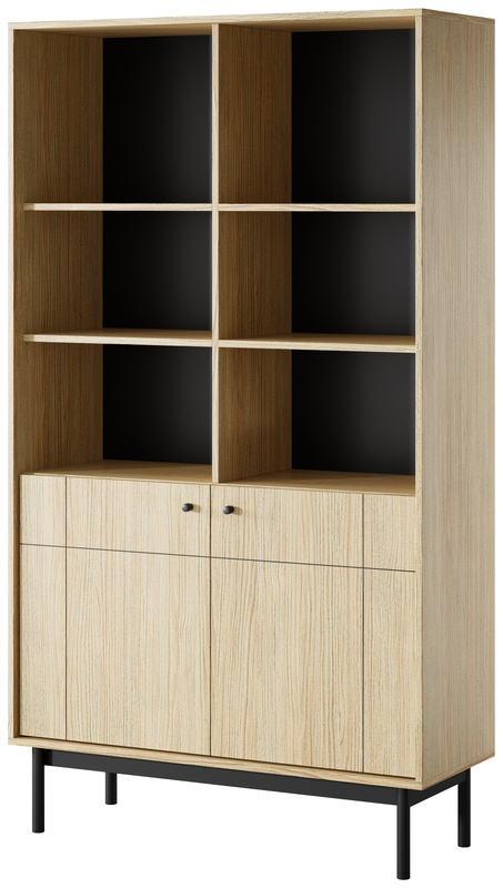 Duży nowoczesny regał do salonu 103 cm JUVA dąb linea