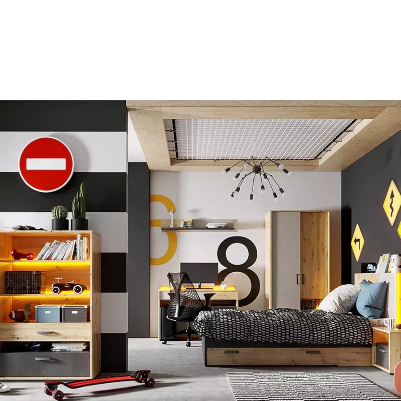 Zestaw mebli młodzieżowych z łóżkiem i szafą QUBIC