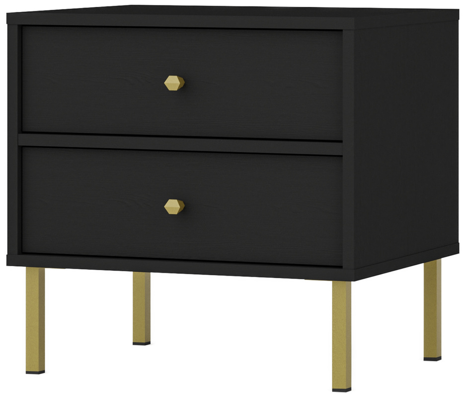 Czarna szafka nocna z szufladami 52 cm TOKEN