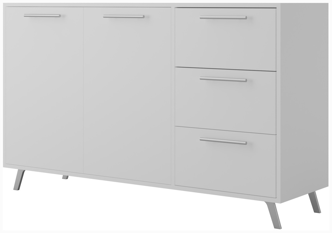 Biała komoda z drzwiami i szufladami 140 cm BILL