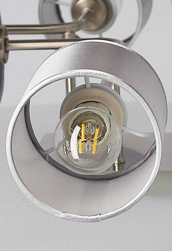 Srebrna lampa sufitowa wisząca 6xE14 do salonu SAX tkanina
