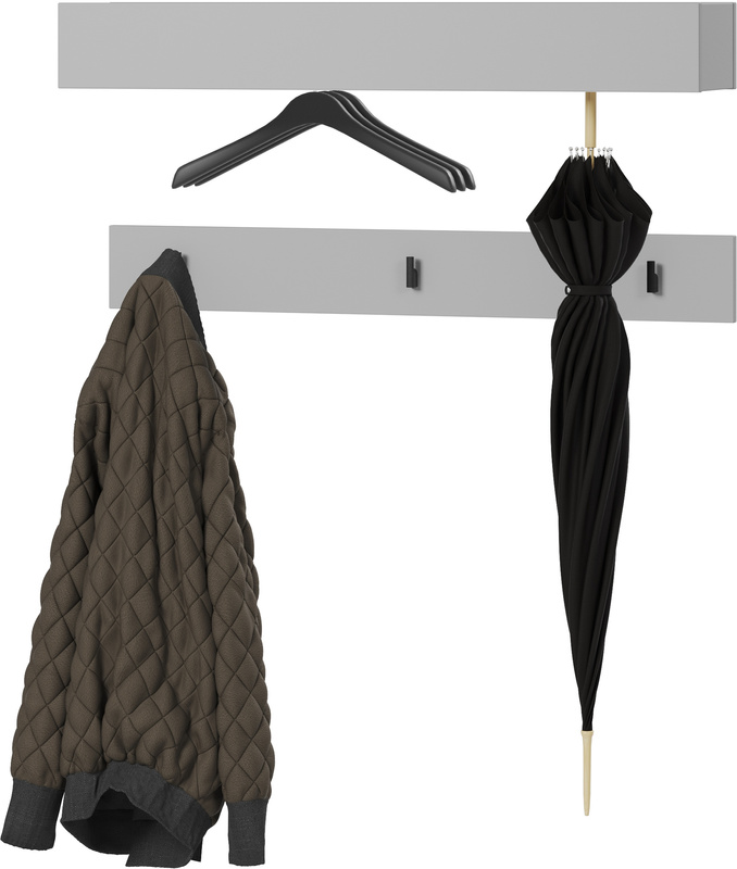 Wieszak ścienny poziomy na ubrania do przedpokoju szary SIMPLY