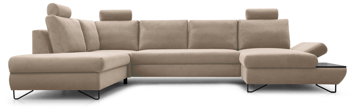 Duży narożnik do salonu z funkcją spania i półką LORENS