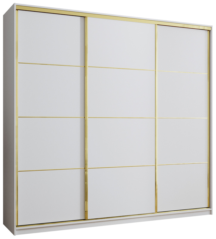 Biała pojemna szafa przesuwna 250 cm GOLD NEW MAX