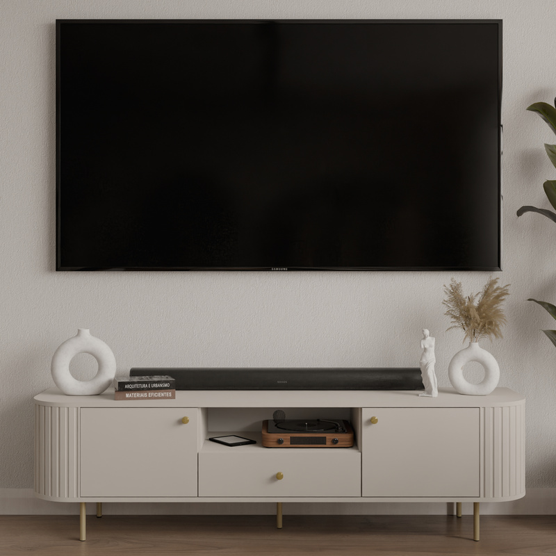 Szafka RTV 180 cm do salonu z szufladą i półkami OVENTO beż piaskowy