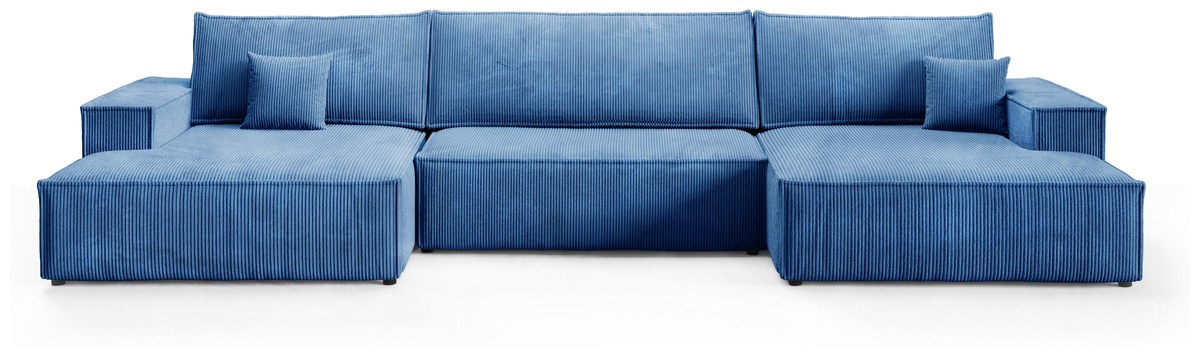 Sztruksowy narożnik z funkcją spania do salonu niebieski duży PABLO
