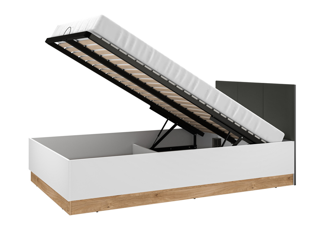 Łóżko młodzieżowe ze stelażem i pojemnikiem 120x200 cm TORINO