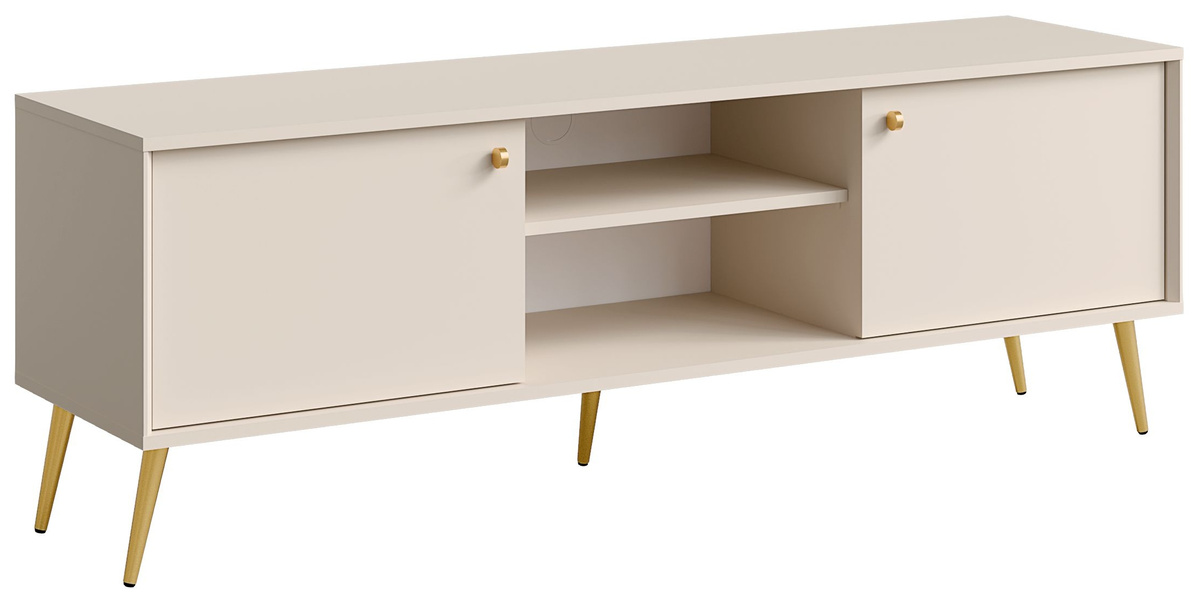 Szafka RTV pod telewizor 156 cm dwudrzwiowa ROSEA beż piaskowy