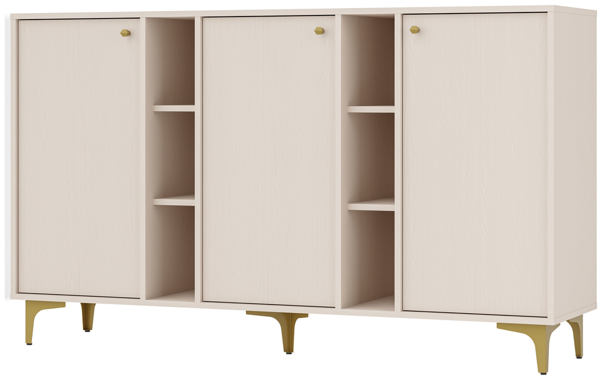 Beżowa komoda trzydrzwiowa do salonu 160 cm TOKEN