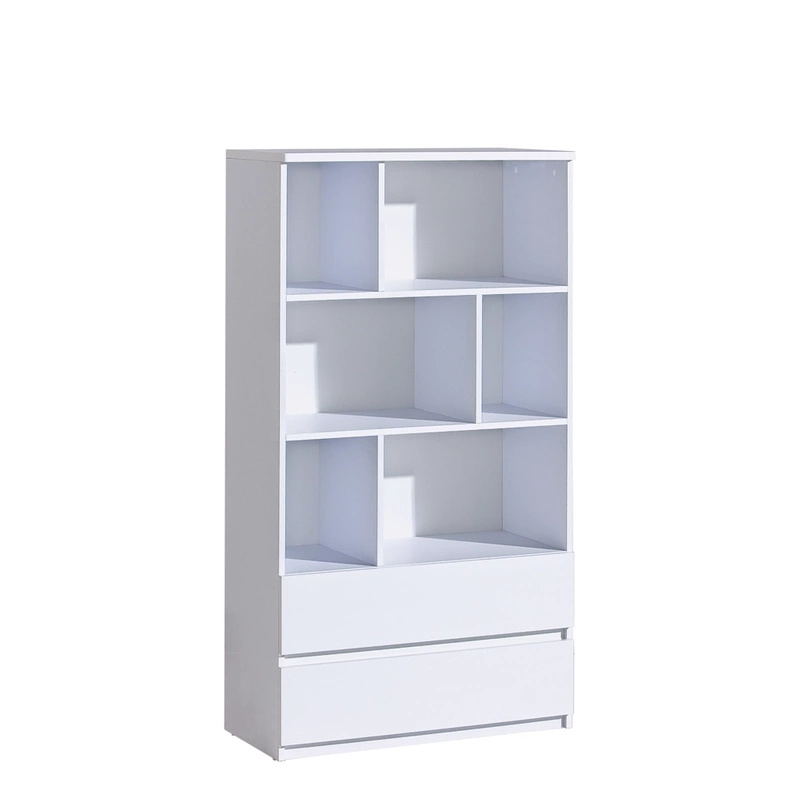 Biały młodzieżowy regał na książki z szufladami 80 cm ANETT