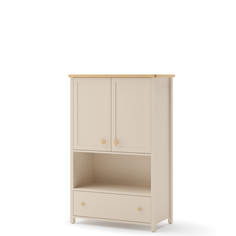 Komoda młodzieżowa 85 cm z szufladą i półkami STORY beż piaskowy