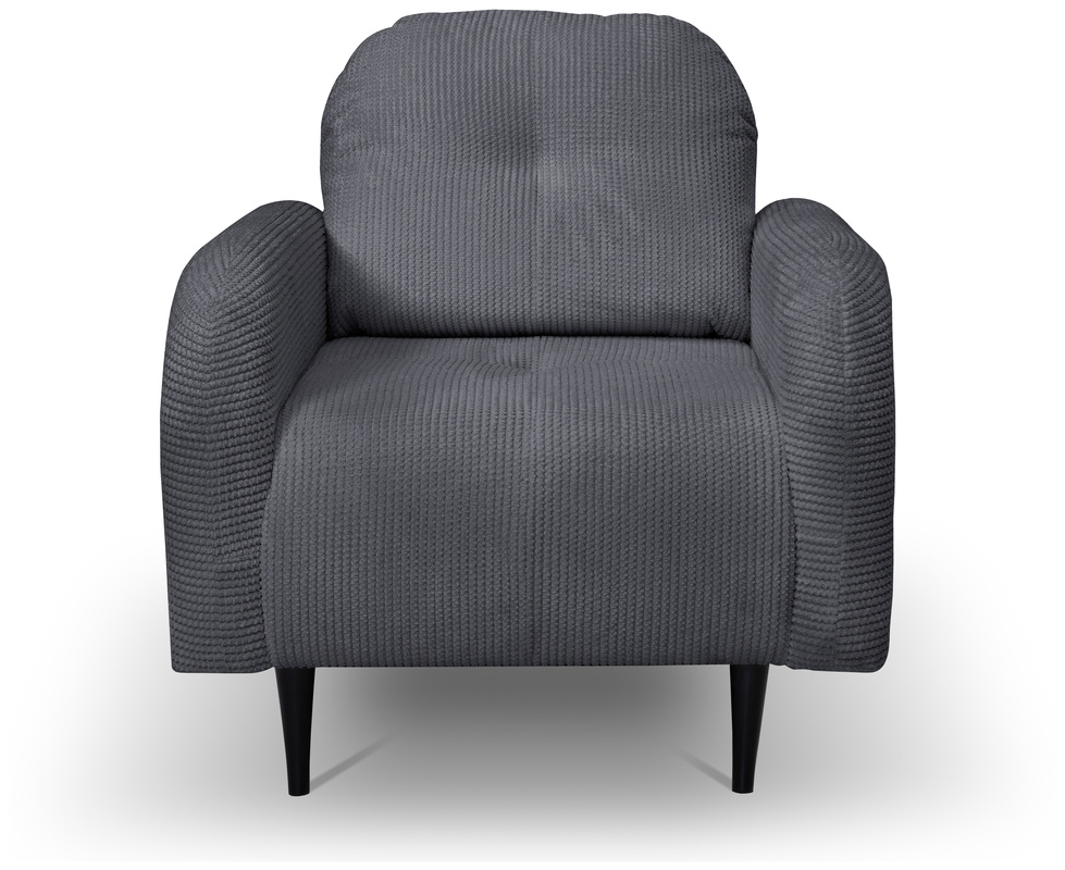 Komfortowy szary fotel sztruksowy do salonu OBLAK