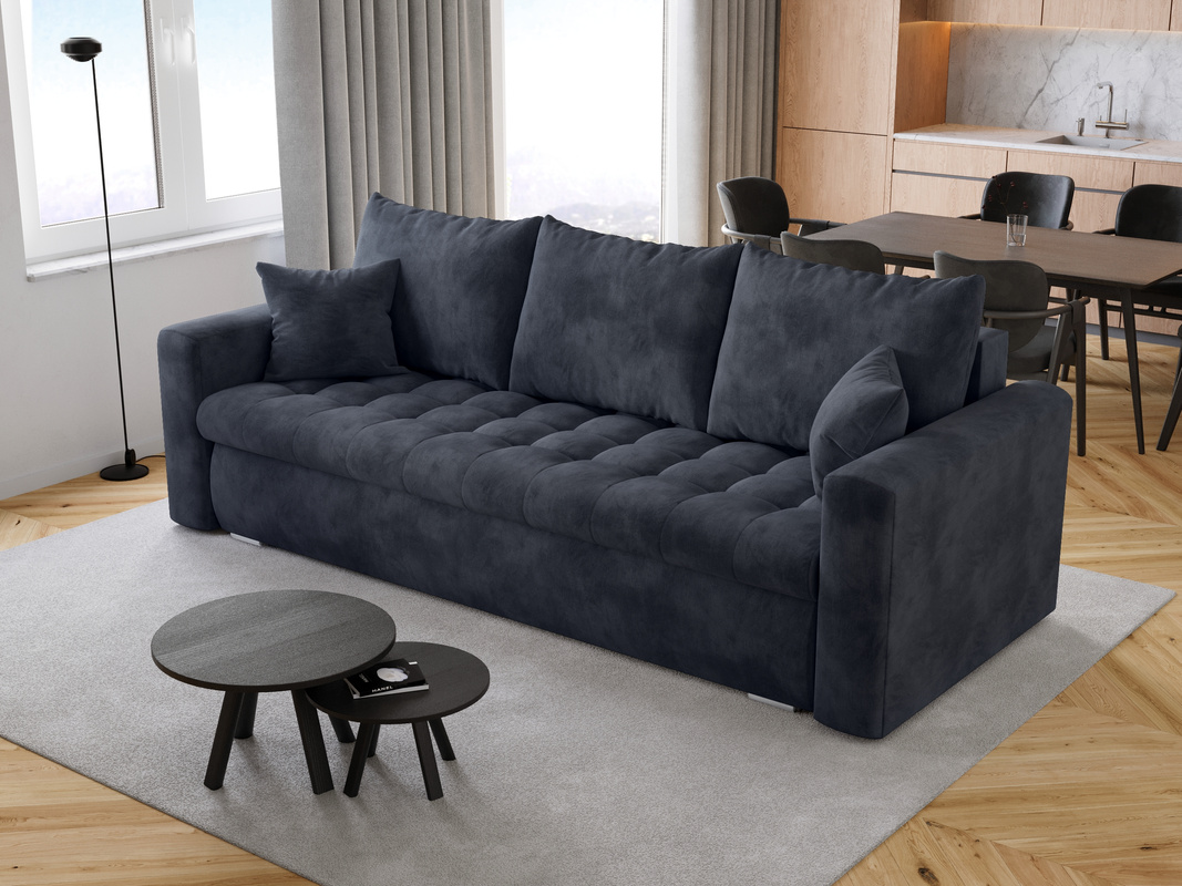 Grafitowa kanapa rozkładana z funkcją spania do salonu LUIS