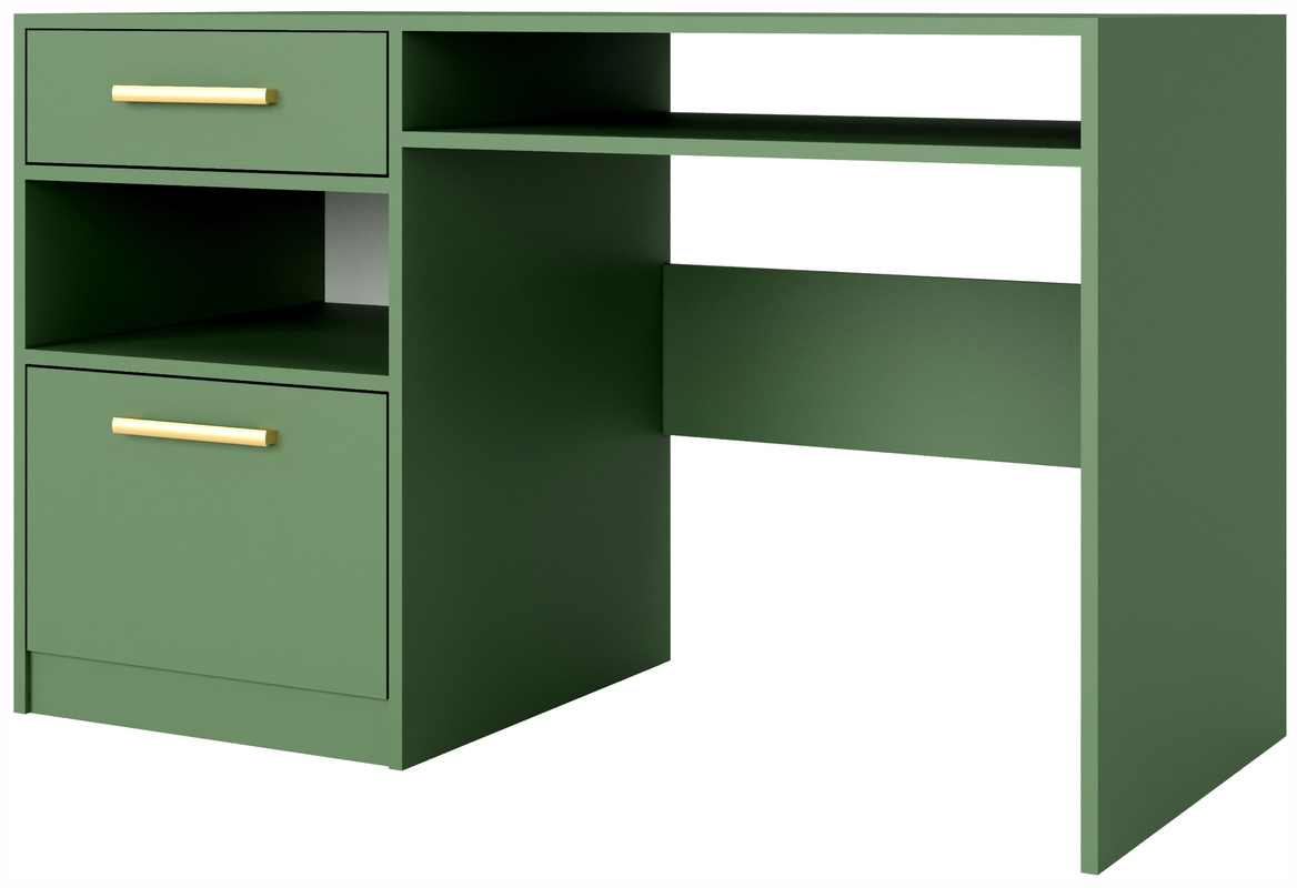 Biurko 125 cm z szafką do pokoju nastolatka BILL zielony