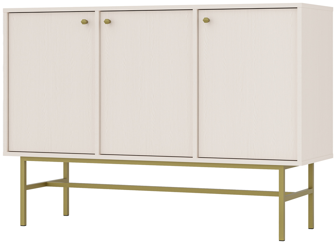 Nowoczesna beżowa komoda trzydrzwiowa do salonu 124 cm TOKEN