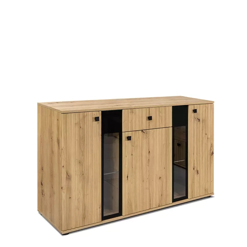 Trzydrzwiowa komoda z szufladą dąb artisan KUBA