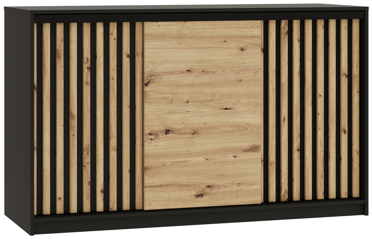 Komoda przesuwna do sypialni 160 cm z drążkami i szufladami LOFT