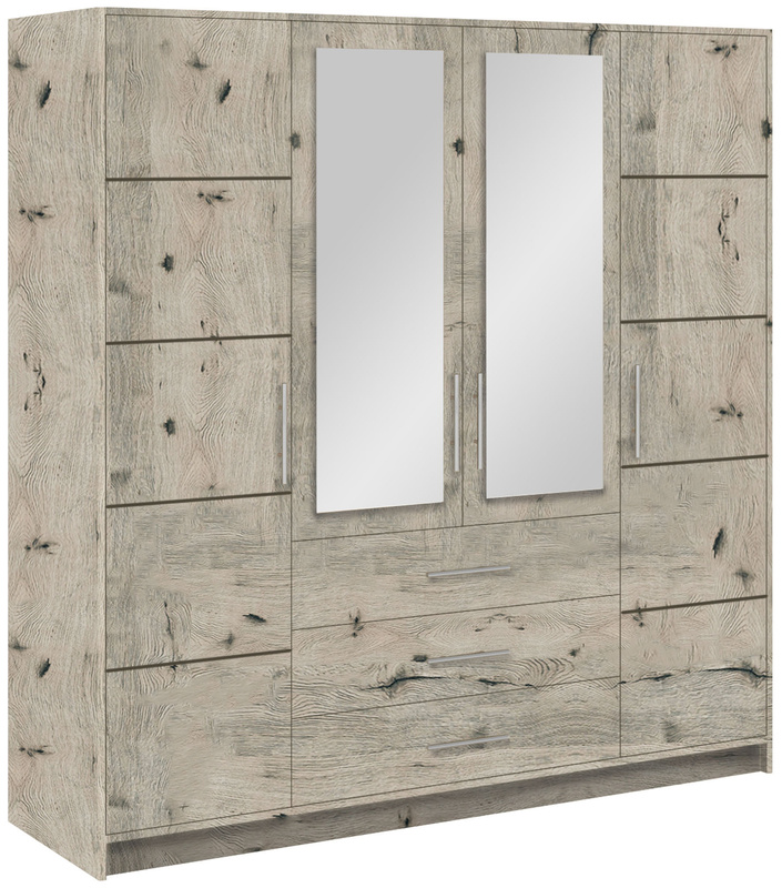 Szafa z lustrem i półkami do sypialni 200 cm BILL szuflady