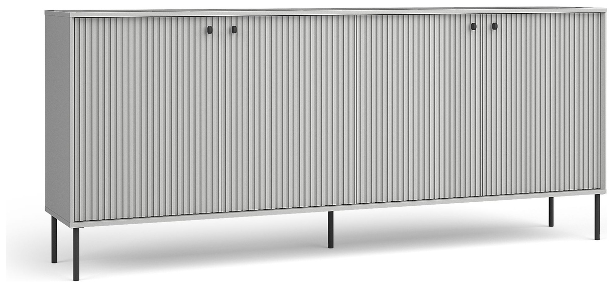 Szeroka komoda do salonu cztery drzwi IRYS 207 cm szara