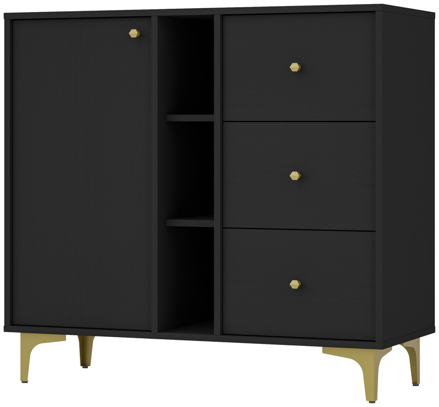 Czarna komoda z szufladami do salonu TOKEN 100 cm