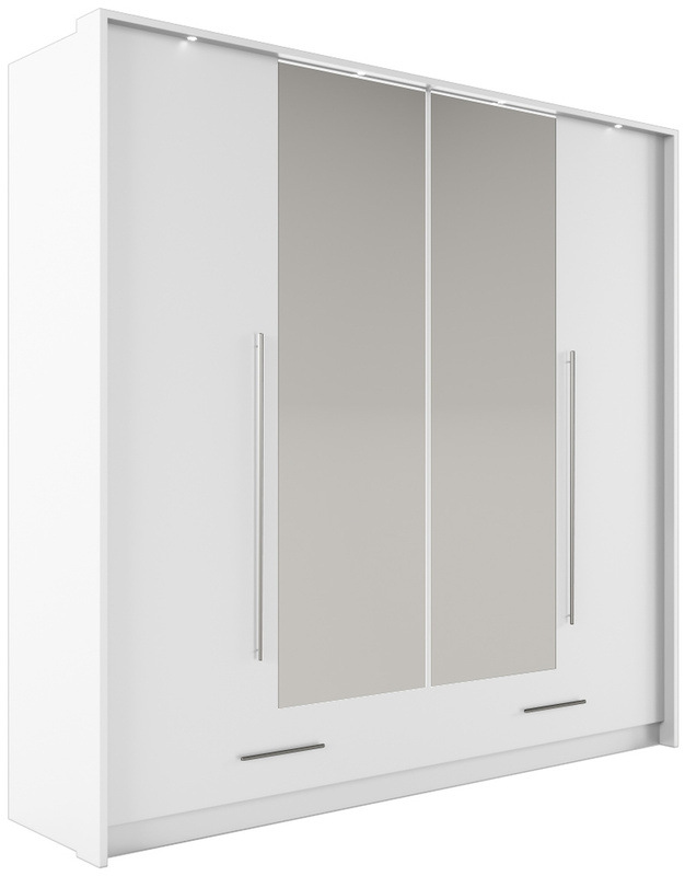 Nowoczesna biała szafa z lustrem i szufladami 209 cm TALOR