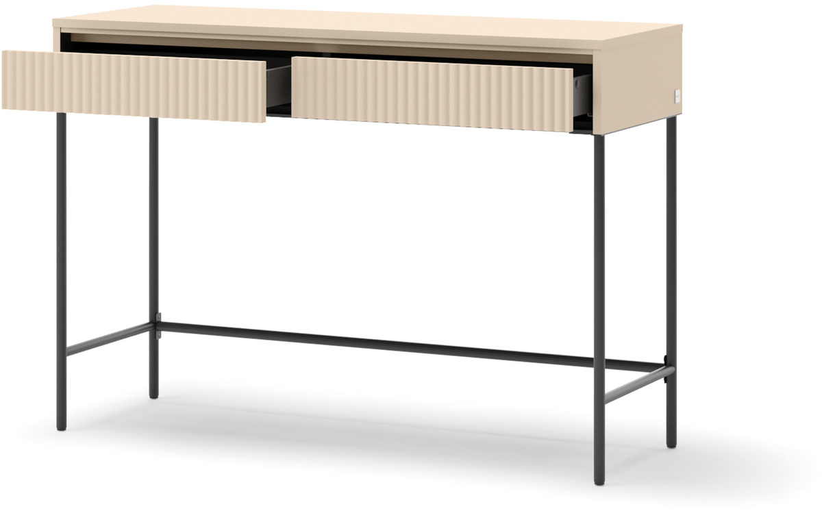 Toaletka z szufladami do sypialni 112cm oświetleniem beżowa TREND