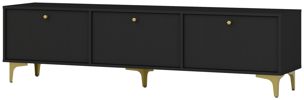 Czarna trzydrzwiowa szafka pod telewizor RTV TOKEN 120 cm