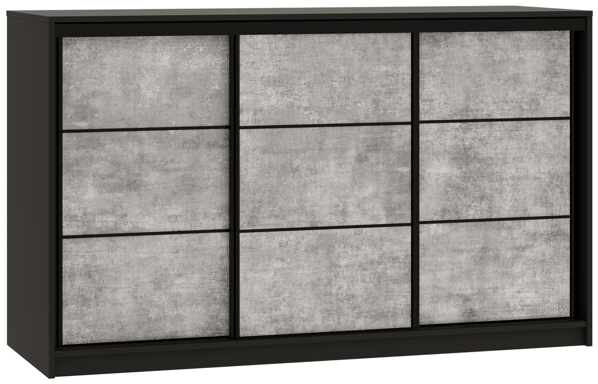 Komoda do sypialni 160 cm z drążkami i szufladami LOFT beton