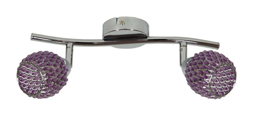 Fioletowa lampa ścienna listwa 2xG9 do salonu CLEAR metal szkło