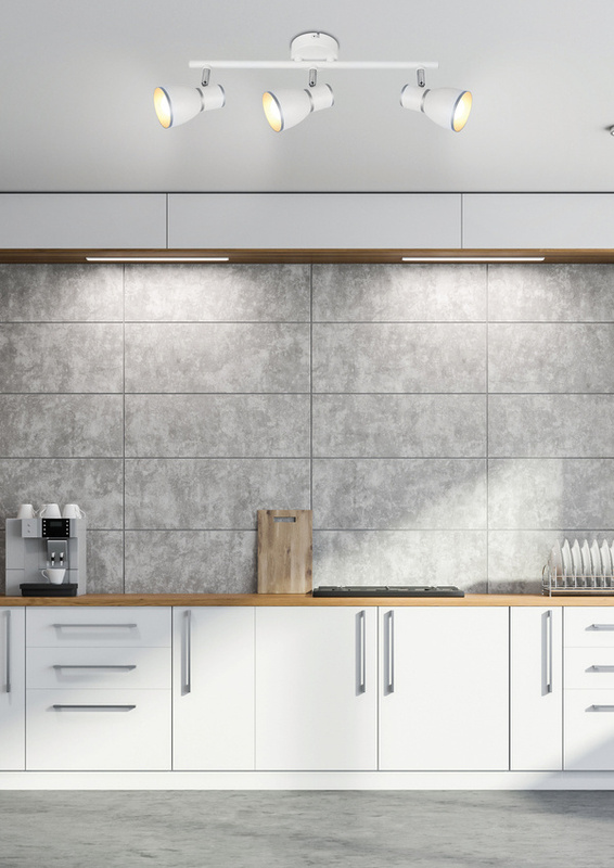 Biała lampa ścienna listwa 3-punktowa nad lustro do łazienki