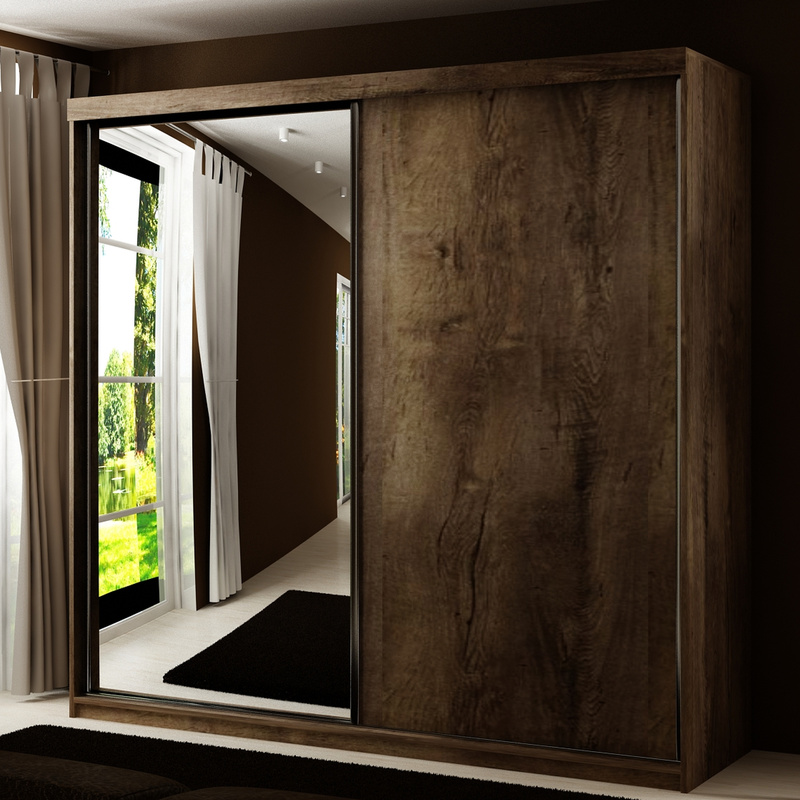 Szafa przesuwna 200 cm z lustrem TARO jesion ciemny