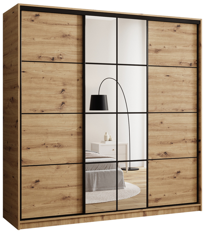 Szafa przesuwna z lustrem i półkami 200 cm do sypialni EDGE