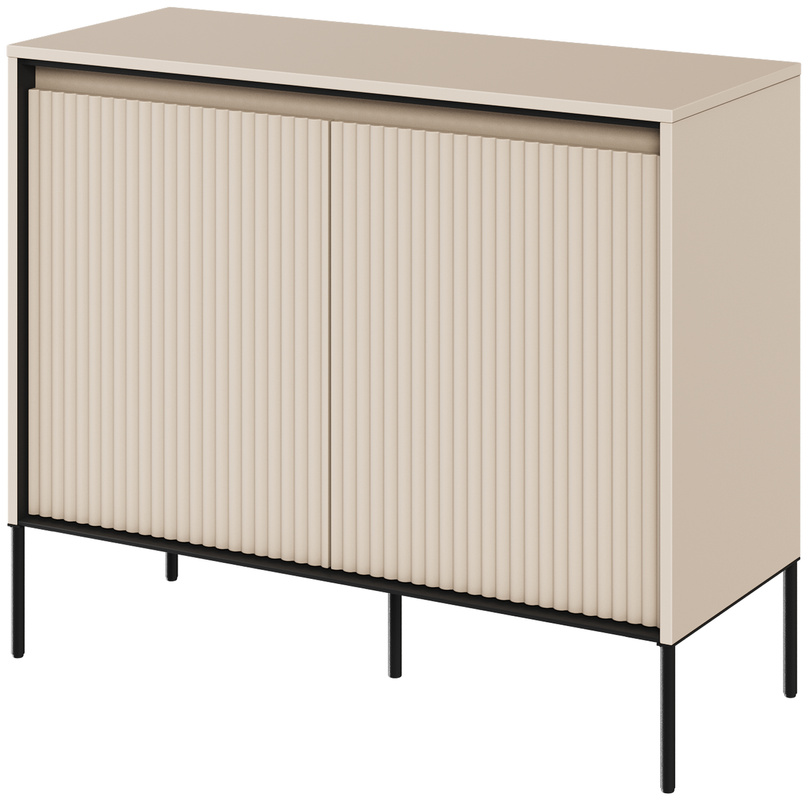 Komoda dwudrzwiowa do salonu z oświetleniem i półkami TREND